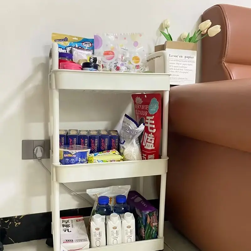 Wheeled trolley Toilet storage rack Living room floor mobile snack storage rack Multi-layer household storage rack