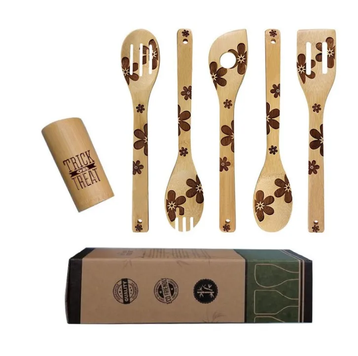 6-piece Bamboo Utensil Set Premium Quality Housewarming Gifts Wooden Utensils For Everyday Use