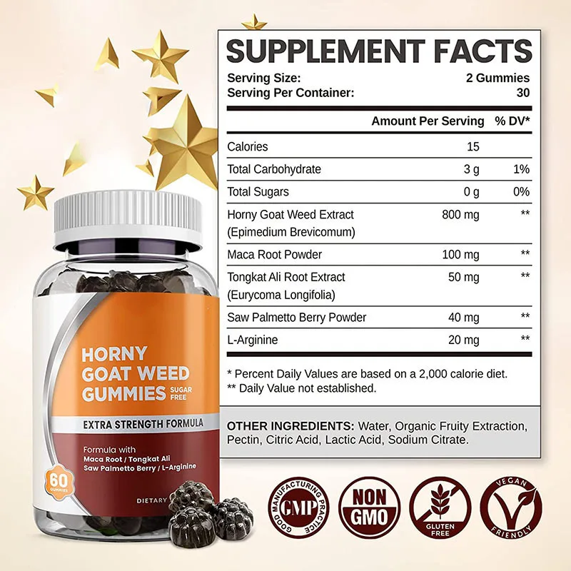 Factory direct sales OEM to improve sexual performance man and women universal keratinized horny goat weed gummies