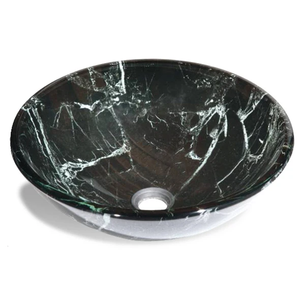 Black and White Colored Art Bong Design Glass Wash Basin Sinks