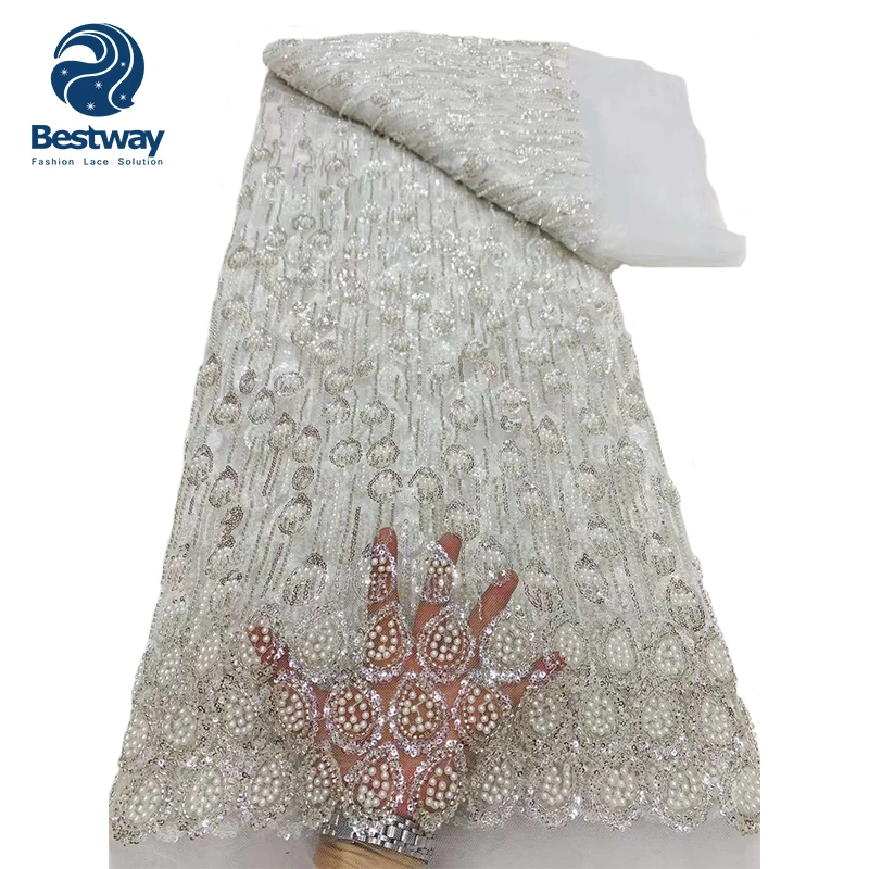 Bestway Beads Embroidery Luxury Austria Bridal Dress with Sequins Tulle Lace Fabric