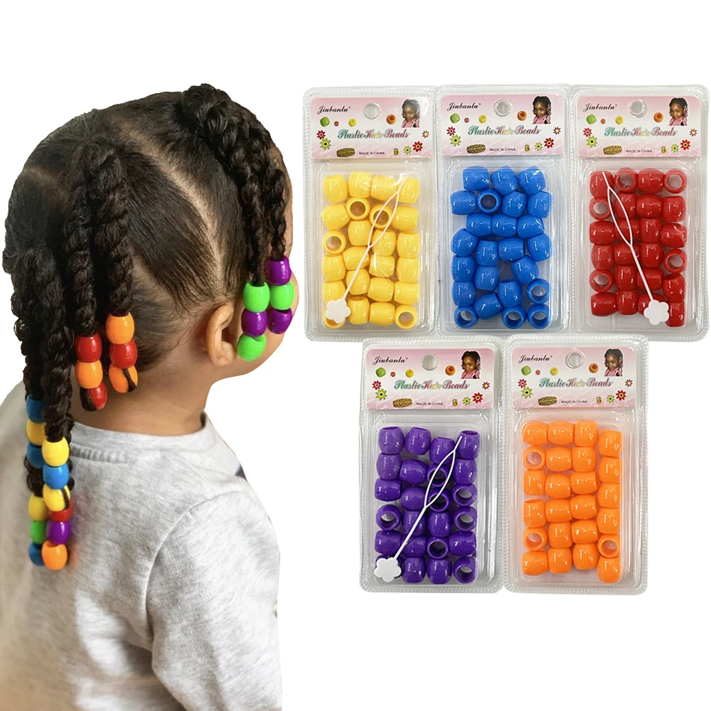 Hot selling Macaroon colorful Hair clasp barrel beads large hole beads hair accessories transparent color decoration for braids