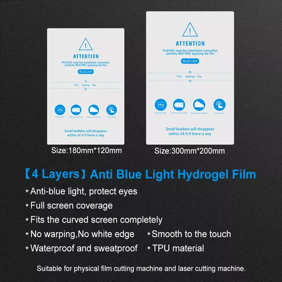 5A Quality Imported  Anti-scratch HD Clear Matte Blue Light Privacy Film Compression Repair TPU Hydrogel Film for Phone