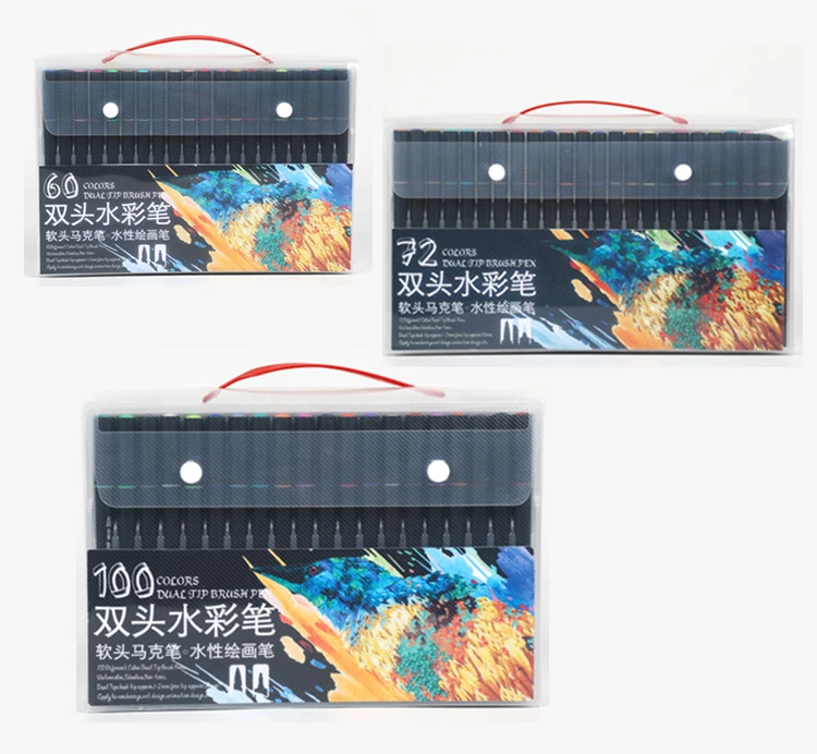 Best-Selling 72/100 Color dual tip brush color markers pens fineliner color pens watercolor brush pen felt fine point