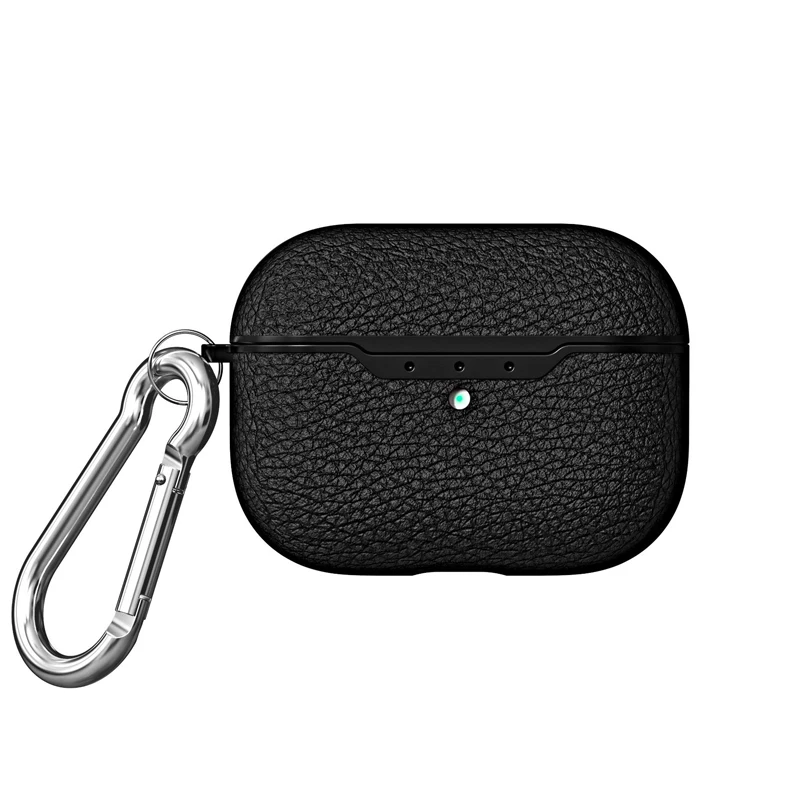 
New Arrivals for Apple Airpods Pro Classic Litchi Leather Case with Hook 2 in 1 Set 