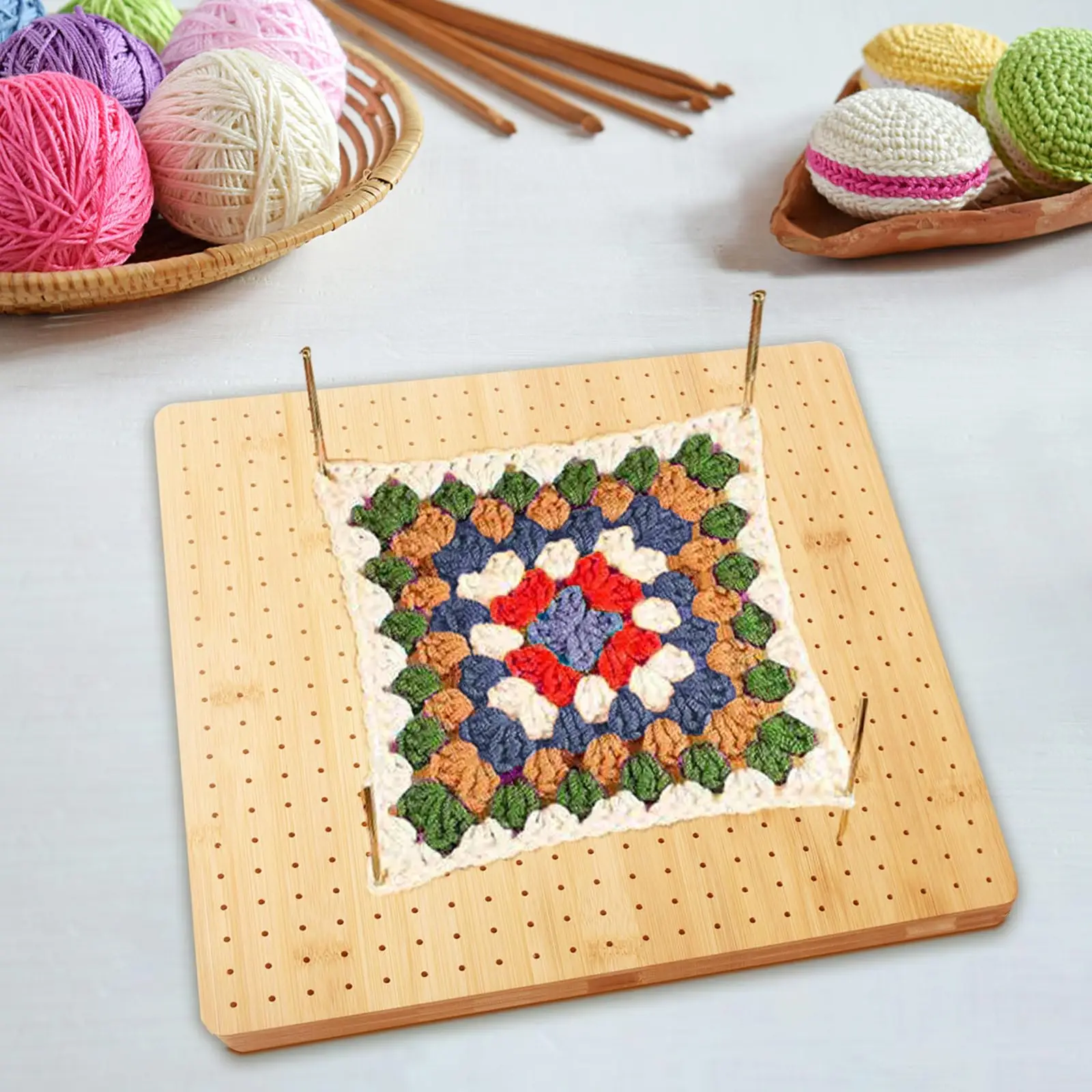 Customization Granny Square Bamboo Crochet Blocking Board with Adjustable Bracket Stand for gifts