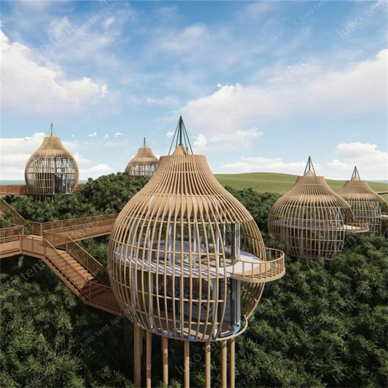 Hotel Tent Factory Custom Luxury Airbnb Semi-permanent Loft Birdcage Prefabricated Housing Tent