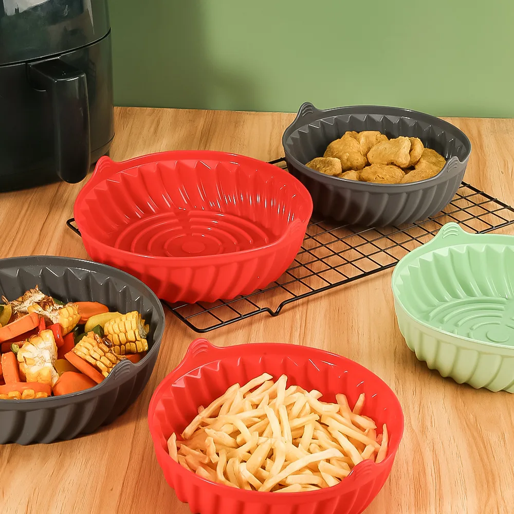 7.5 inch Airfryer Baking Mat Pan Basket 8.5 inch Air Fryer Silicone Basket Tray Pot For Air Fryer