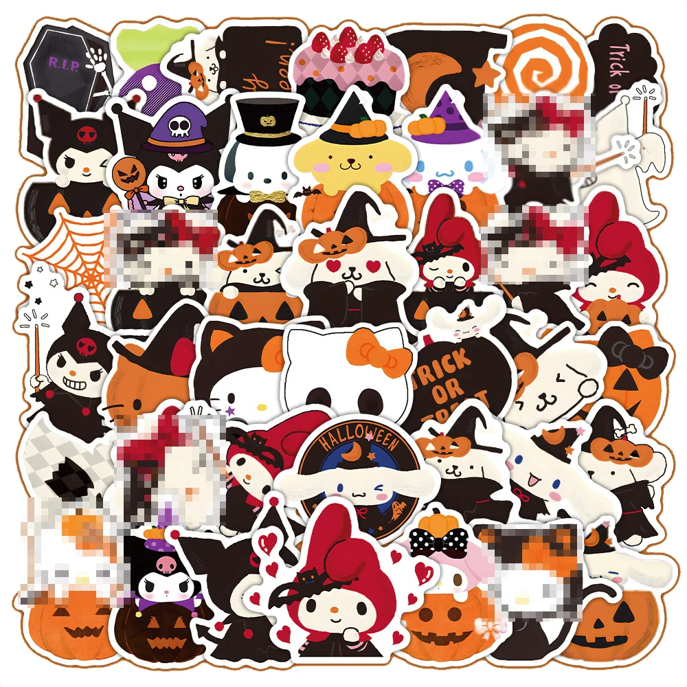 60Pcs Cartoon Halloween Kuromis Melody Graffiti Stickers For Refrigerator Phone Decor Cute Japanese Sticker
