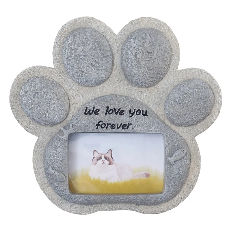 Personalized Pet Memorial Headstone with Photo Frame Customized Pet Ashes Memorial Stone for Garden