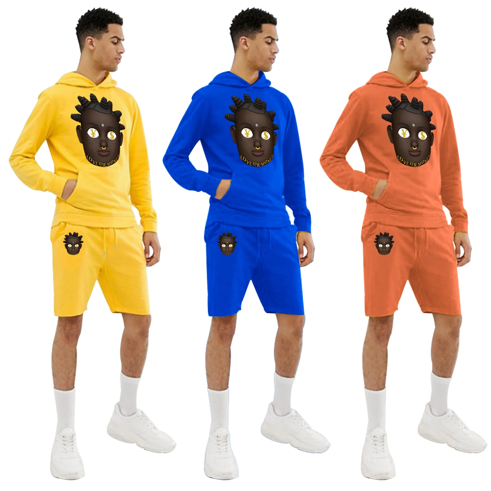 logo clothing vendor men Custom jersey hoodie and sweat shorts tracksuits for men cotton hoodies for adults sweat set with