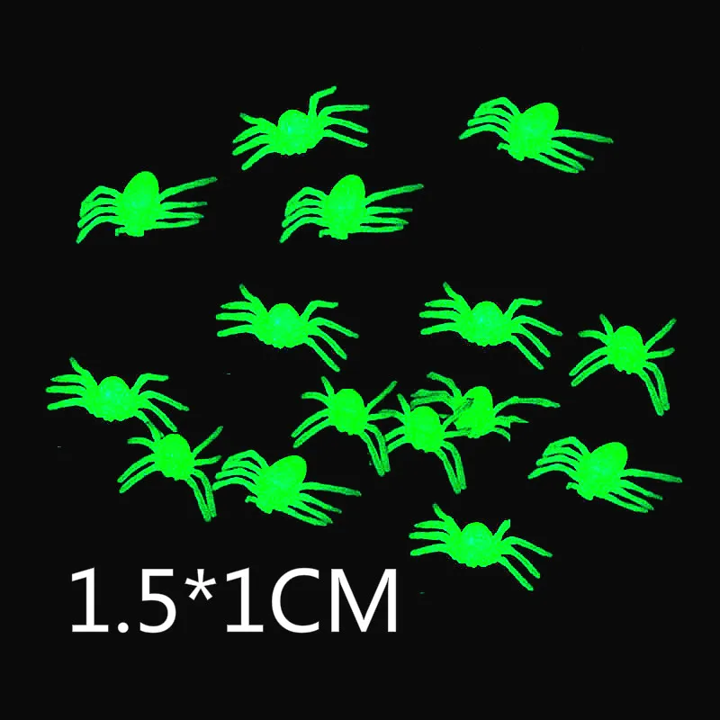 Halloween Decorative Luminous Spiders Small Black Plastic Fake Spider Glow In Dark Toys Funny Joke Prank Realistic Props