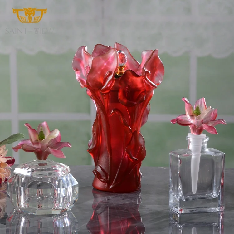 Glass Sandalwood Container Flower Lid Jewelry Sundries Box Clear Crystal 2024 New Creation Instagram Novelty Glass Jar