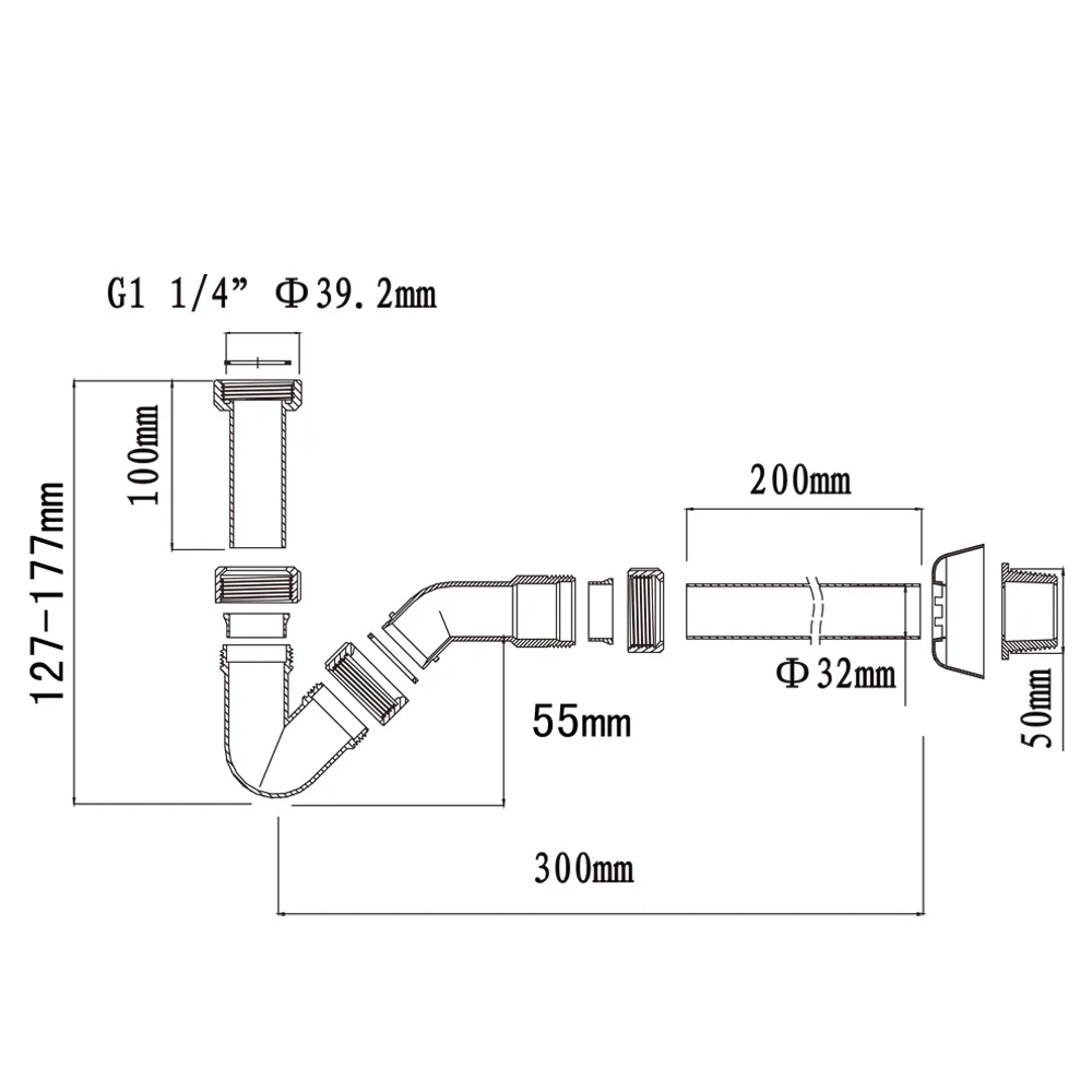 Rear Drain Kitchen Sink Polished Sink Strainer Stainless Steel Modern G 1 1/4 Inch Bathroom High Quality Washbasin White 50MM