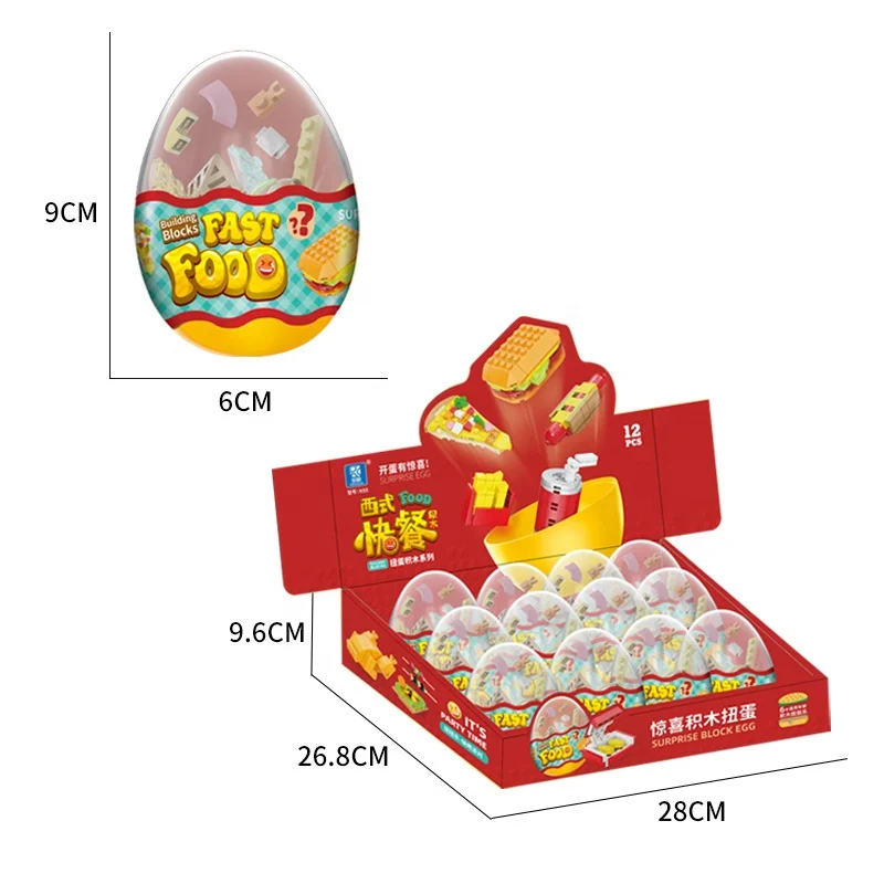 Hot Sale Food Series 12pcs Combinate Into A Food Truck DIY Building Block Toys Surprise Twister Capsules Brick Toys For Kids