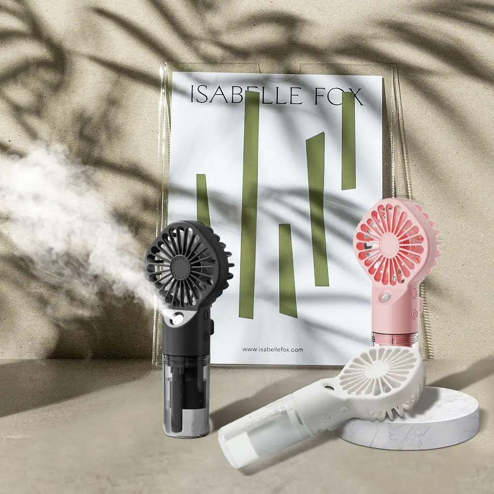 hand mini desk fan portable 4 inch 3 speed usb custom logo business gift with water spray