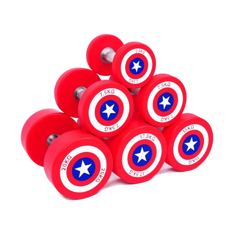 
wholesale dumbbells OEM customized home gym fitness equipment PU red 5 star dumbbell on sale 