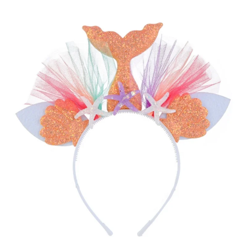 Princess mermaid gauze fish tail  headband glitter headband for kids