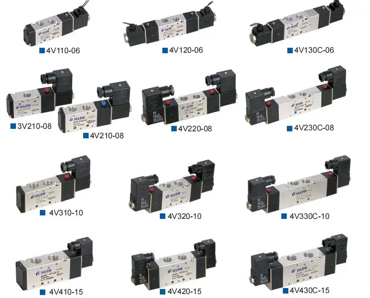 KLQD 4V410-15 4V420-15  4V400 Series Pneumatic Control Solenoid Valve Single Double Electronic DC12/24V AC24V AC110V