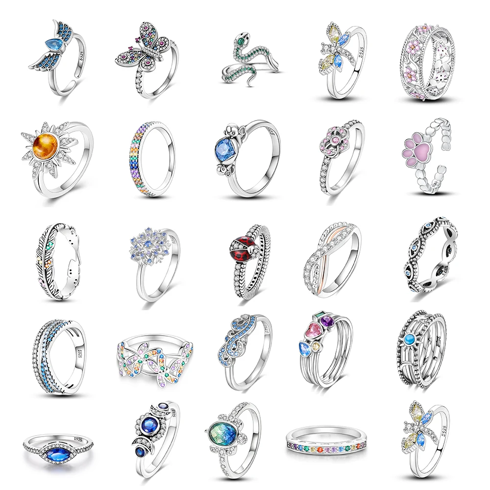 Custom Anillos Para Hombre Anelli Argento 925 Hot Sale 2024 Products Firefly Cartoon 925 Sterling Silver Casual Rings For Ladies