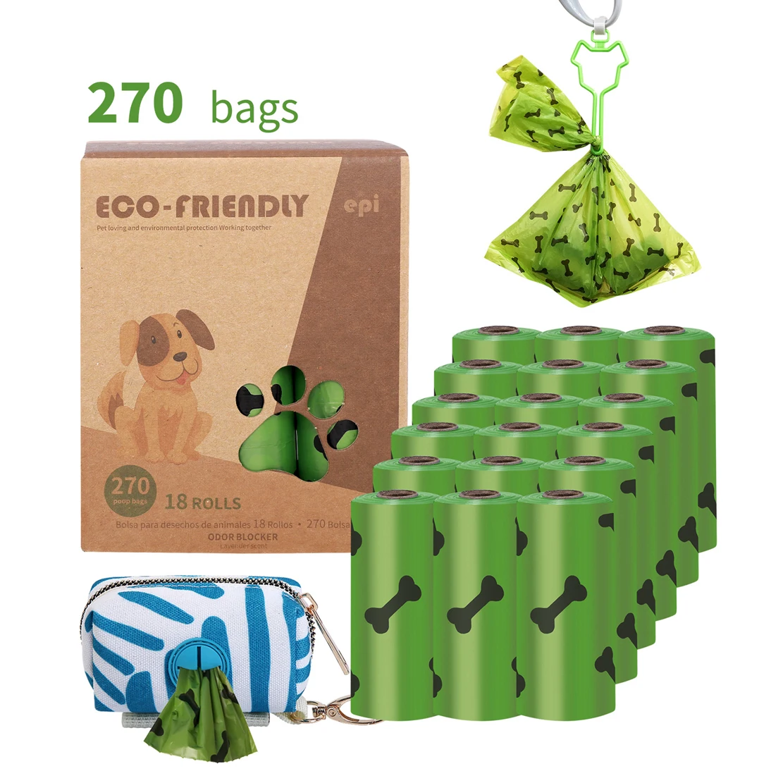  Amazon Top Sale Disposable Customized Pet Corn Starch Dog Poop Bag Dispenser Biodegradable