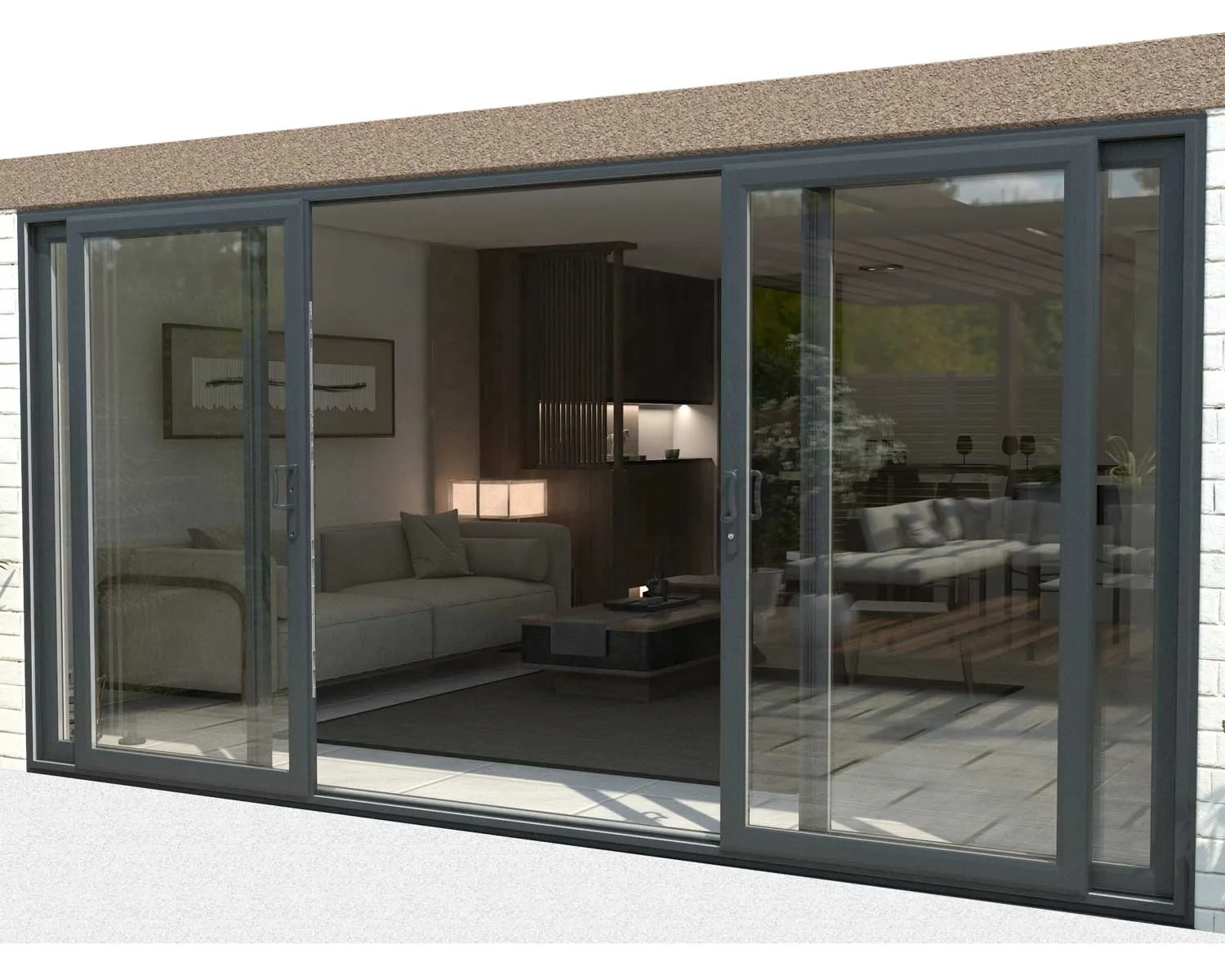 Modern 4-Panel Aluminum Glass Folding Door Full View Patio Room Partition Steel Balcony Entrance Screen Gate Residential Houses