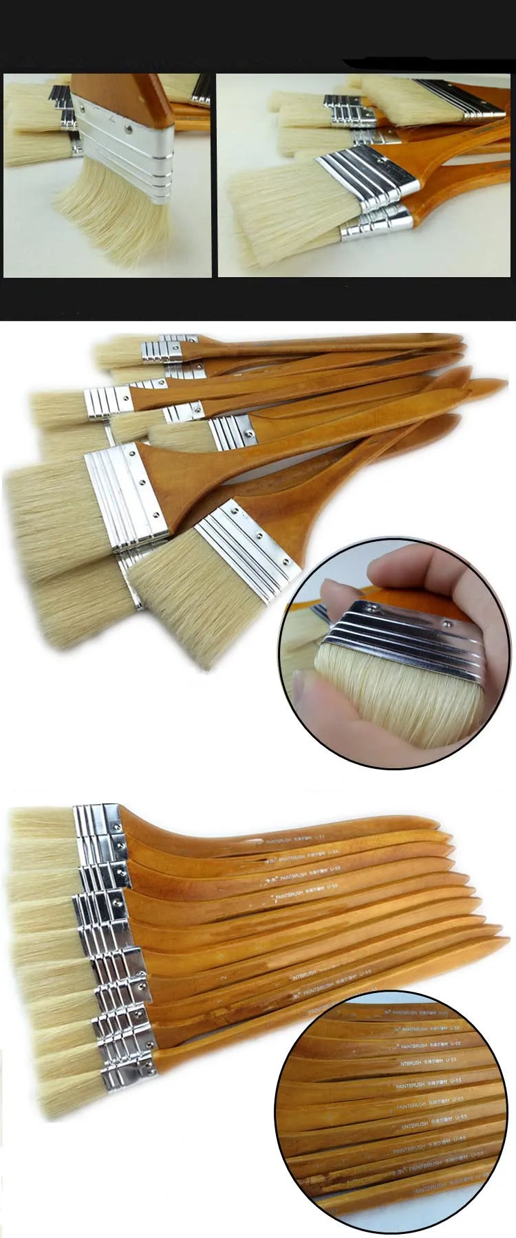 Bview Art  Bristle Paint Brush Set  For Acrylic Oil Watercolor Gouache Painting
