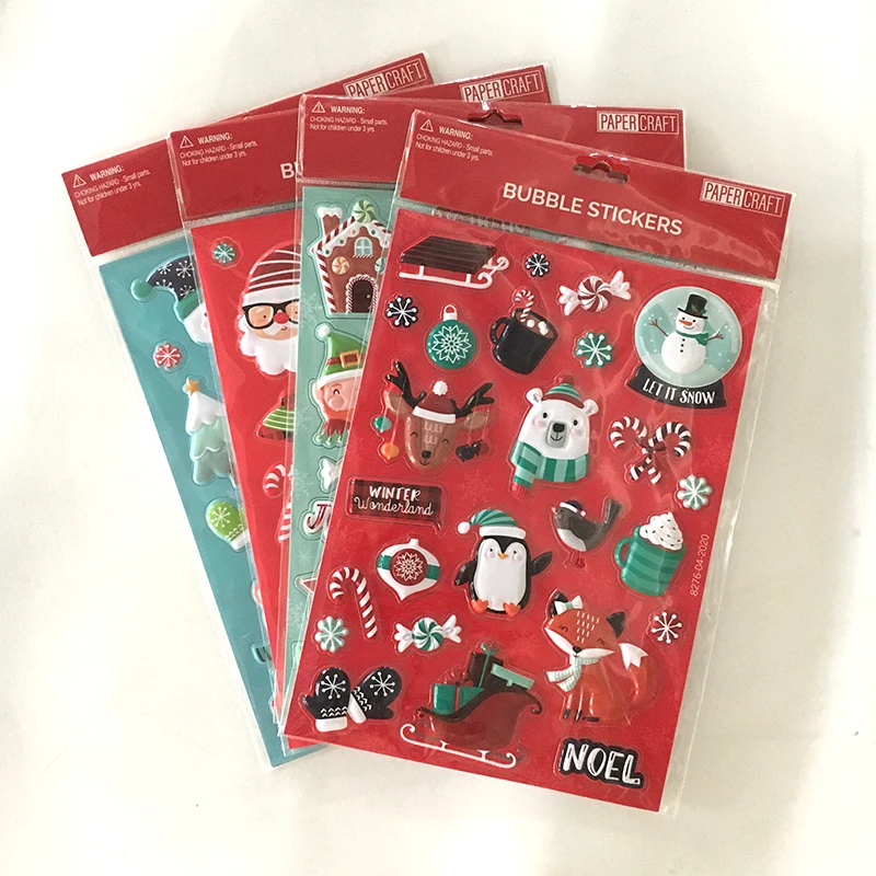 Wholesale Christmas sticker sheet with custom character fox bear trees sticker