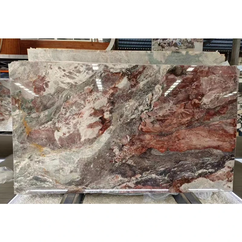 YDSTONE Luxury Natural Marble Hotel Wall Floor Tiles Pink Marble  Red Four Season Pink Marble Slab