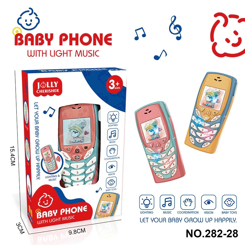 Baby Cartoon Cell Phone Toys with Lighting Music Battery Operated Mobiles Toys for Kids