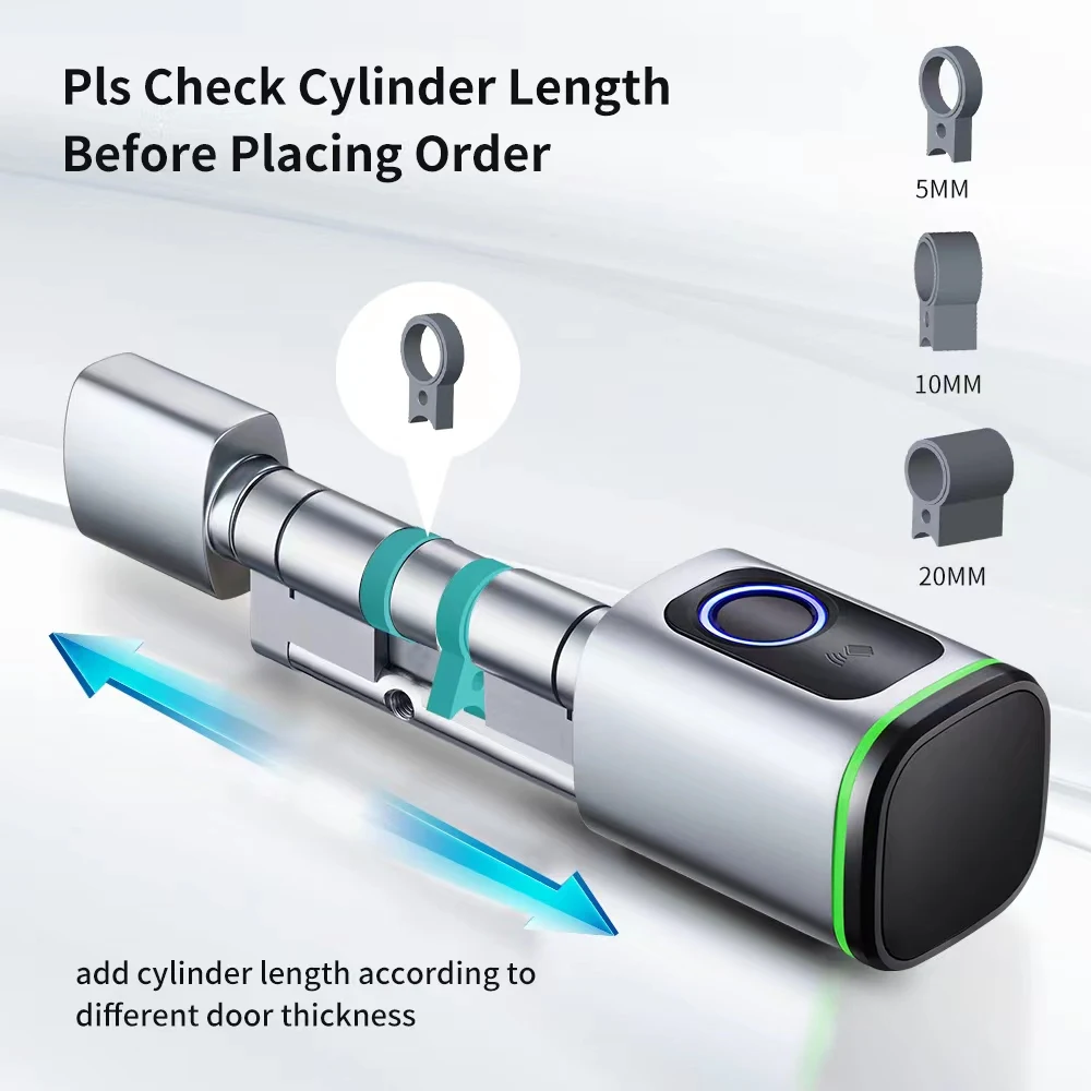 Tediton Tuya APP Remote Unlock Digital Biometric Smart Door Lock Cylinder for Home Apartme