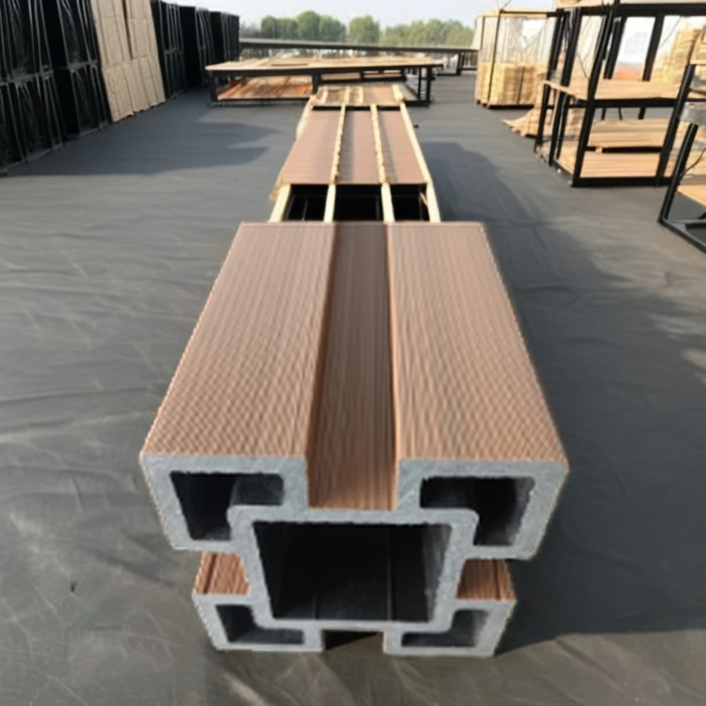 Environmental protection and high quality wood plastic material multi-functional co-extruded column, size 100*100mm