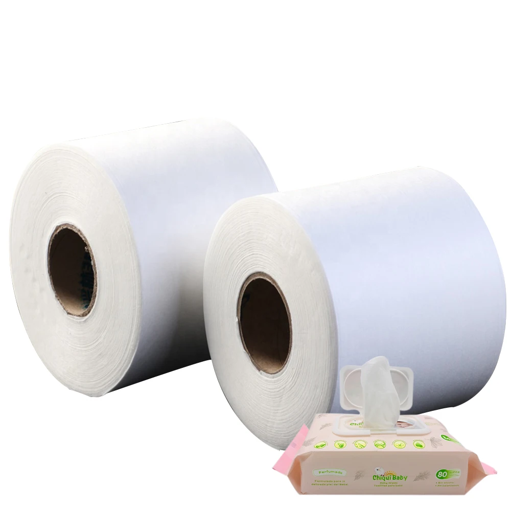 JUHUA Good Quality Viscose and Polyester Clothing Natural 40gsm 100% Organic Spunlace Nonwoven Fabric for Wet wipes