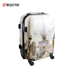 Pc Trolley Travel Luggage Wheeled Abs Pc Suitcase Eiffel Tower car/tower printed luggage