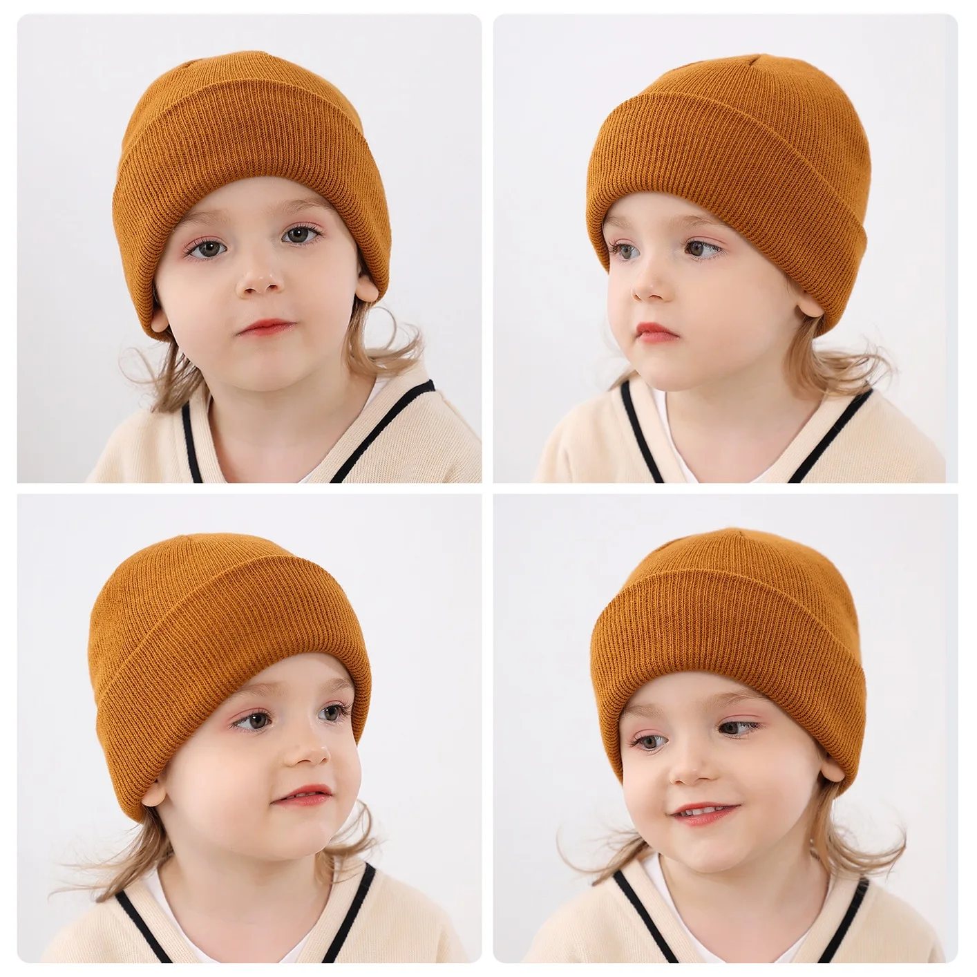 Wholesale in stock Autumn Winter Boy Girl Knitted Hats Custom Logo Solid Color Children Kids Hat Warm Baby beanie hat