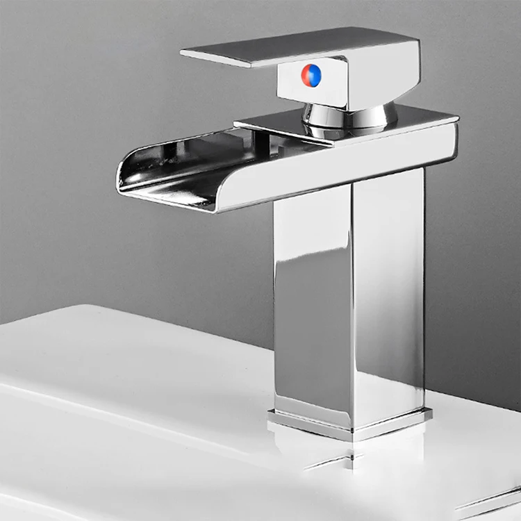 Brass Square Basin Faucet Single Handle Matte Black Mixer Taps Copper Basin Mixer Faucets With Led Lights