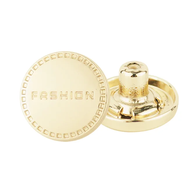 Jinyi Button Custom Classic Vintage Logo Design Metal Buttons with Pattern Golden Jeans Button and Rivets for Garments
