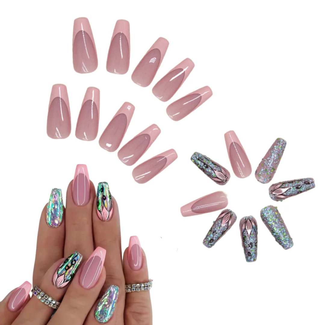 Wholesale non toxic gel nail polish strip press on false nail set handmade manicure acrylic press on nail artificial fingernails