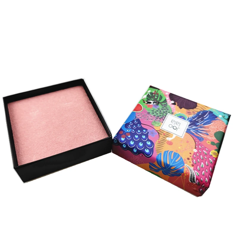 Square CMYK 4 Colors Printed Handmade Custom Logo Art Paper Jewelry Box For Ring Earring Bracelet Storage