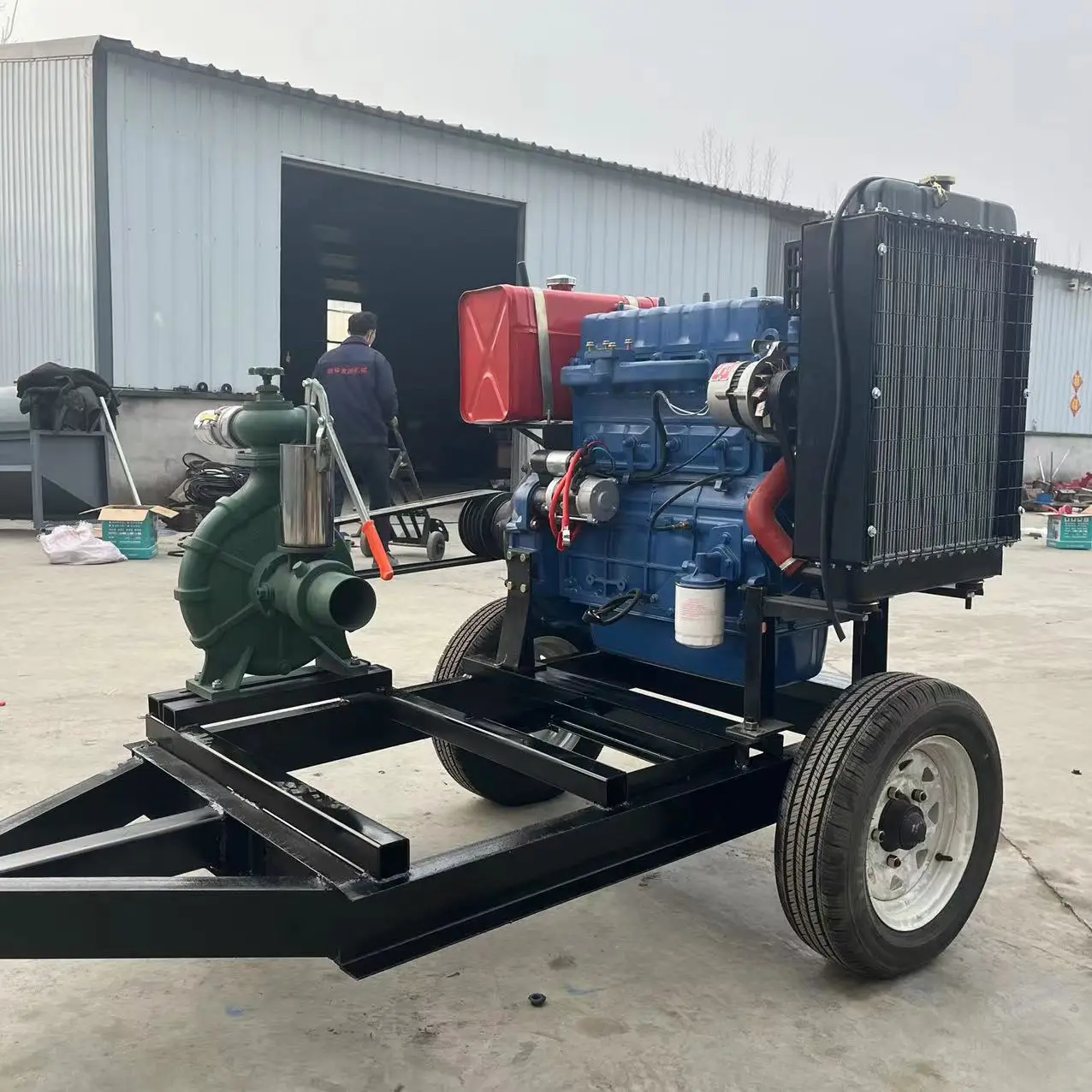 Diesel sprinkler pump with high head and rain gun