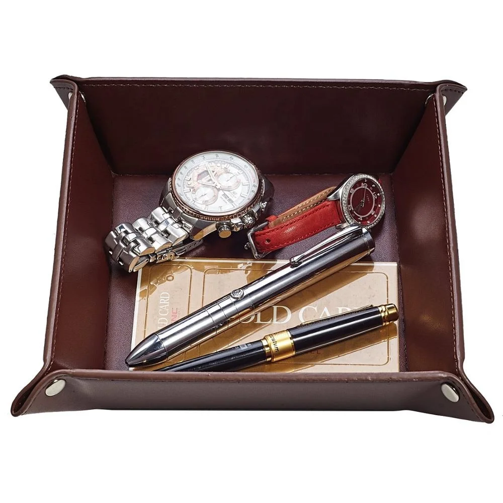 Custom best selling pu leather rolling tray storage tray with own logo