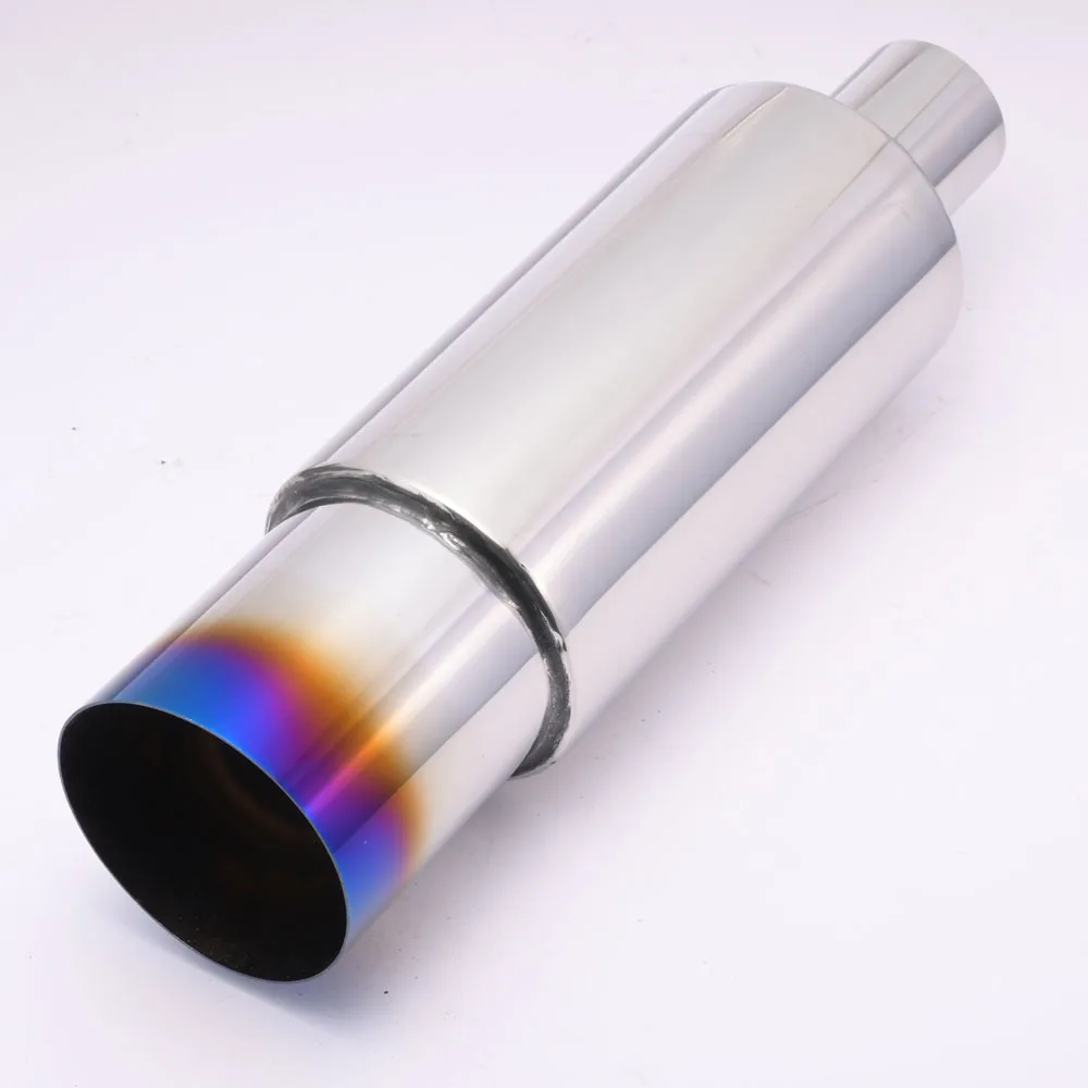 EPMAN Stainless Steel 3.5inch 89mm Outlet Round Exhaust Muffler BURNT TIP 51mm 57mm 63mm 76mm