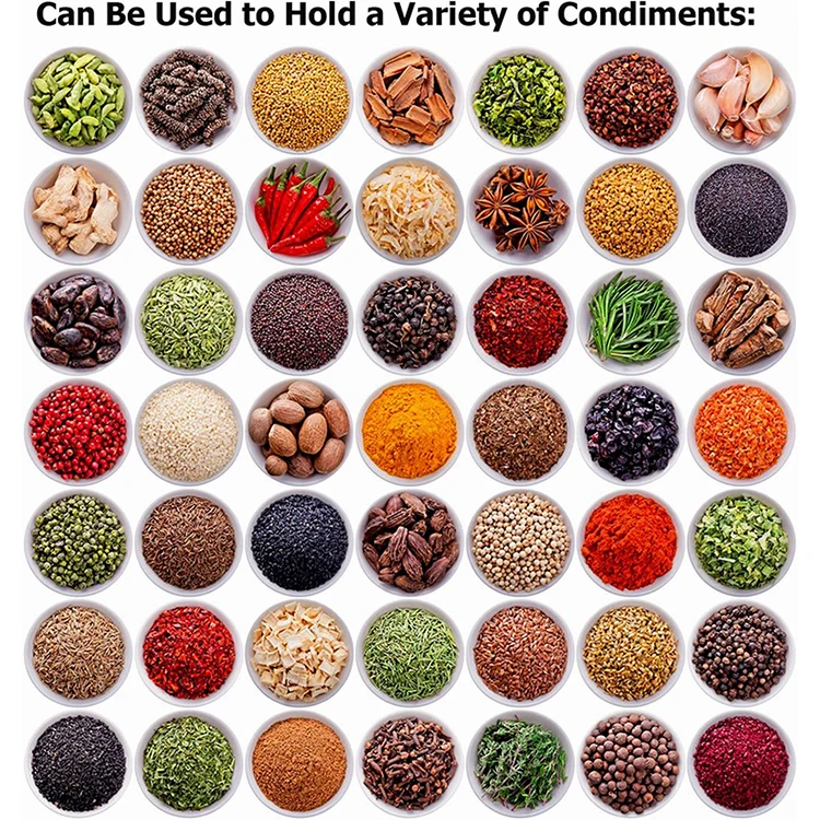 Clear Seasoning Rack Spice Pots - 4 Piece Storage Container Condiment Jars - Acrylic Seasoning Box, Cruet with Cover and Spoon