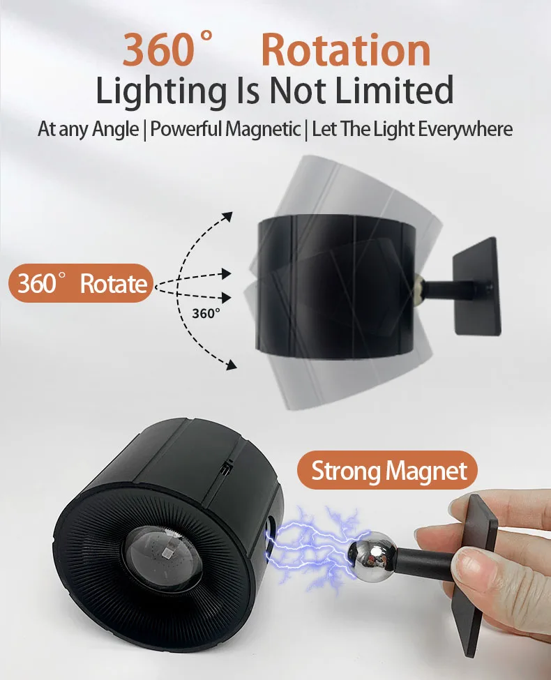 USB charge magnetic wall light decoration double-sided spotlight LED wireless wall mounted up and down light with remote control