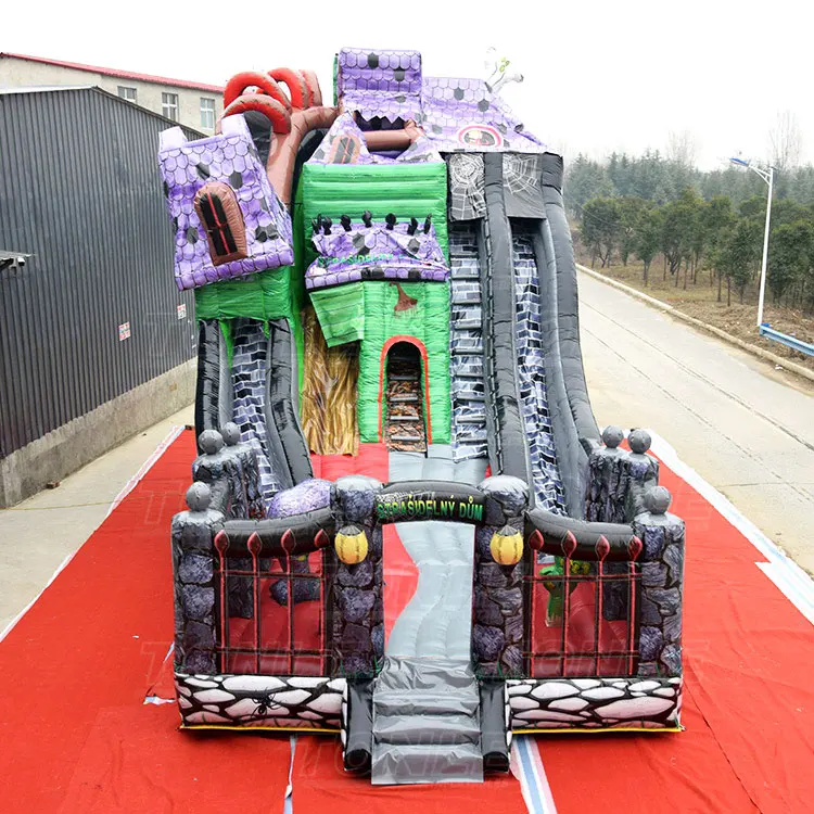 Halloween spook haunted house inflatable slide spooky mansion design inflatable large slide for sale