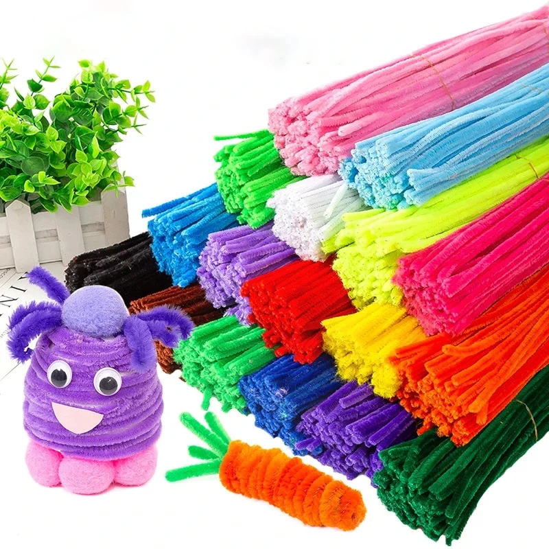 100PCS Colorful Twisted Rod Creative DIY Handcraft Twisting Bar Wool Root Fluffy Bar Iron Wire Imaginative Decoration