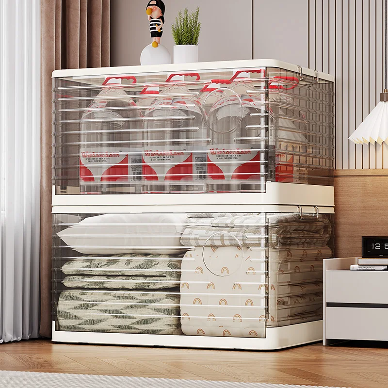 Rmier Transparent Plastic Large Capacity Foldable Storage Locker Multifunctional Office/Bathroom/Clothes/Toys etc. Storage