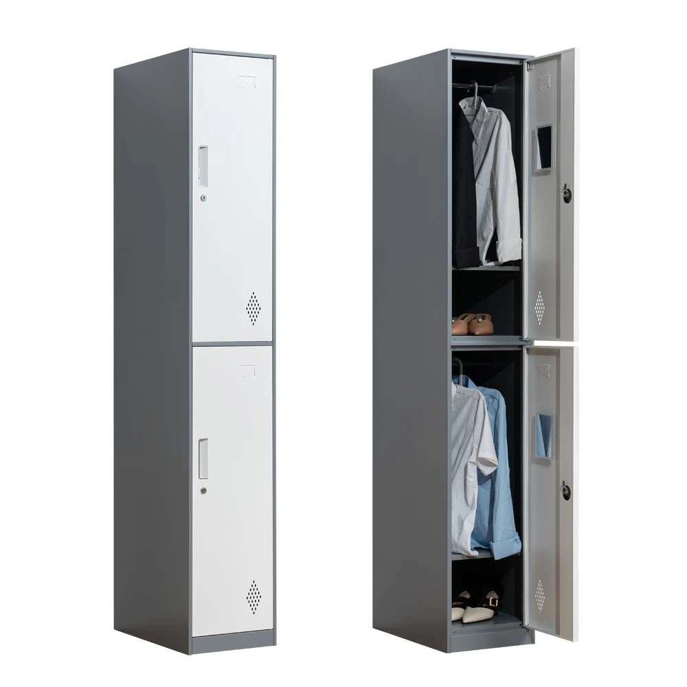 Прямая Продажа с завода двухдверный стальной шкафчик для персонала металлический хранения железный шкаф полками