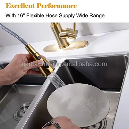 Pull Out Kitchen Faucet Brushed Gold Kitchen Faucet Black Sink Mixer Tap 360 degree rotation kitchen mixer taps
