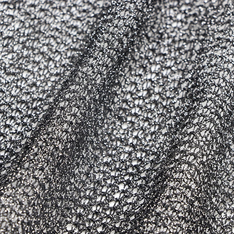Recycled Warp Lurex Fabric 89%Polyester 11%Metallic 190gsm Customizable Dyed Designer Knitted Fabric for Fashion Garment